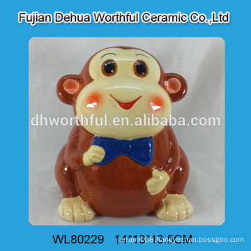 Cute ceramic piggy bank in monkey shape for wholesale